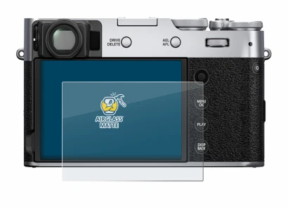 Abbildung des Geräts Fujifilm X100V mit einer Vielzahl des Displayschutzes.