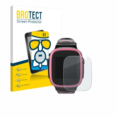 Vorderseite einer Produktverpackung mit dem Markenlogo BROTECT. Daneben ist das Gerät Xplora X5 Play mit dem zugehörigen Displ