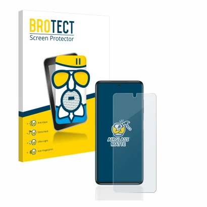 Vorderseite einer Produktverpackung mit dem Markenlogo BROTECT. Daneben ist das Gerät Xiaomi Poco X3 NFC mit dem zugehörigen D