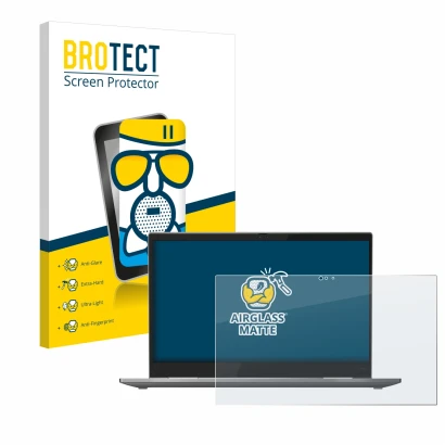 Vorderseite einer Produktverpackung mit dem Markenlogo BROTECT. Daneben ist das Gerät Lenovo ThinkPad X1 Yoga (5. Gen.) mit de