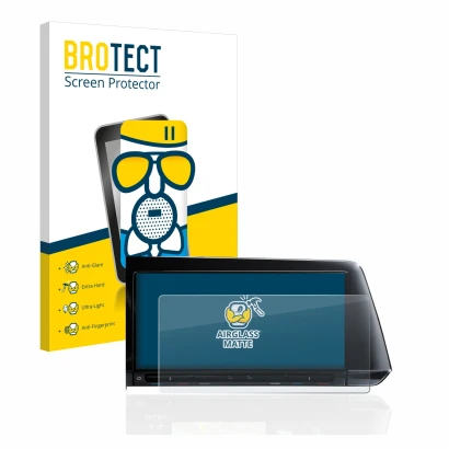 Vorderseite einer Produktverpackung mit dem Markenlogo BROTECT. Daneben ist das Gerät Volkswagen Golf 8 2020 Discover Pro 10" 