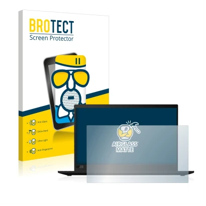 Vorderseite einer Produktverpackung mit dem Markenlogo BROTECT. Daneben ist das Gerät Lenovo ThinkPad X1 Carbon (8. Gen.) mit 