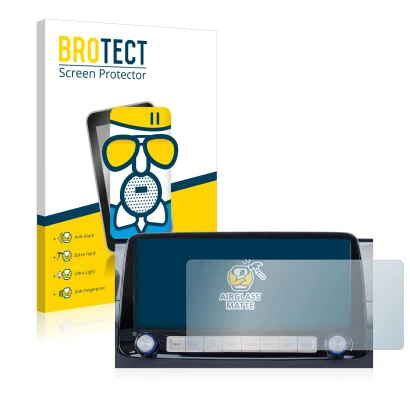Vorderseite einer Produktverpackung mit dem Markenlogo BROTECT. Daneben ist das Gerät Hyundai Kona 2020 Infotainment System 10
