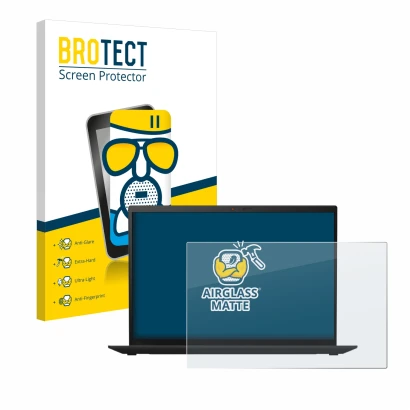 Vorderseite einer Produktverpackung mit dem Markenlogo BROTECT. Daneben ist das Gerät Lenovo ThinkPad X1 Carbon (9. Gen.) mit