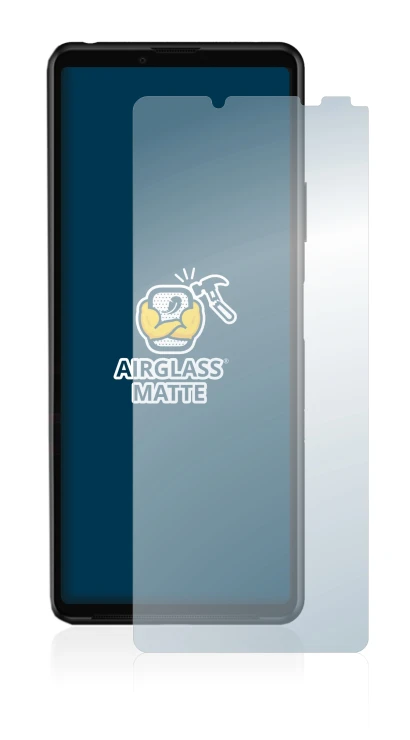 Abbildung des Geräts Sony Xperia 10 III mit einer Vielzahl des Displayschutzes.