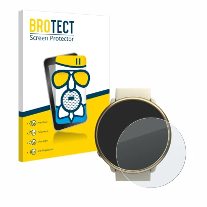 Vorderseite einer Produktverpackung mit dem Markenlogo BROTECT. Daneben ist das Gerät Polar Ignite 2 mit dem zugehörigen Displ