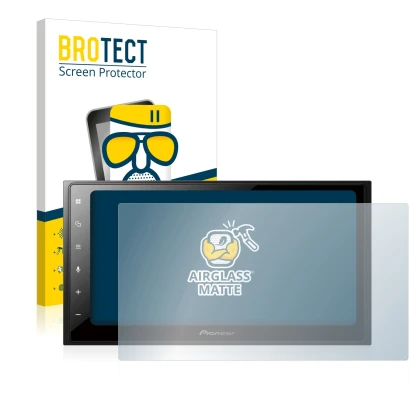 Vorderseite einer Produktverpackung mit dem Markenlogo BROTECT. Daneben ist das Gerät Pioneer SPH-DA250DAB mit dem zugehörigen