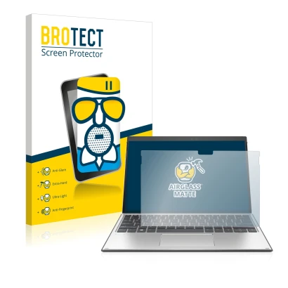 Vorderseite einer Produktverpackung mit dem Markenlogo BROTECT. Daneben ist das Gerät HP Elite x2 G8 mit dem zugehörigen Displ