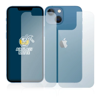 Abbildung des Geräts Apple iPhone 13 mini (Display+Rückseite) mit einer Vielzahl des Displayschutzes.
