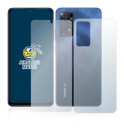 Abbildung des Geräts Xiaomi Redmi Note 11 Pro 5G (Display+Rückseite) mit einer Vielzahl des Displayschutzes.