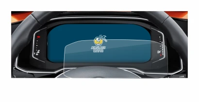 Abbildung des Geräts Volkswagen Polo 6 Digital Cockpit Pro mit einer Vielzahl des Displayschutzes.