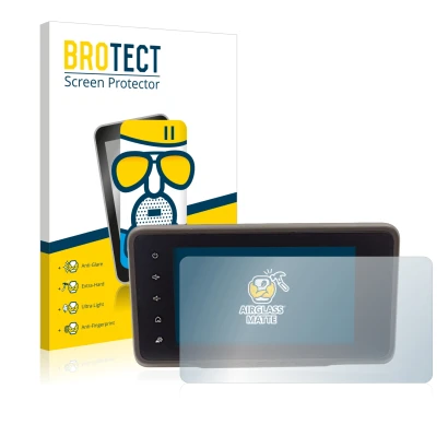 Vorderseite einer Produktverpackung mit dem Markenlogo BROTECT. Daneben ist das Gerät Dacia Duster 2 MediaDisplay mit dem zuge