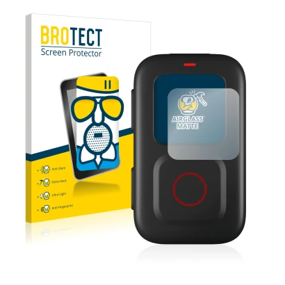 Vorderseite einer Produktverpackung mit dem Markenlogo BROTECT. Daneben ist das Gerät GoPro Remote mit dem zugehörigen Display