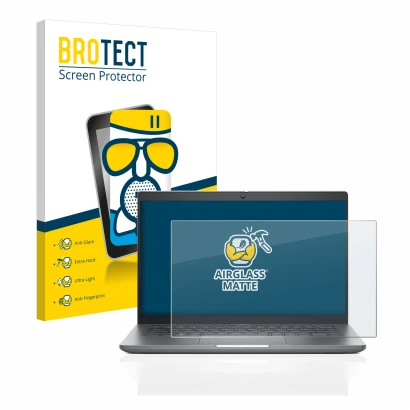 Vorderseite einer Produktverpackung mit dem Markenlogo BROTECT. Daneben ist das Gerät Dell Latitude 5440 mit dem zugehörigen D