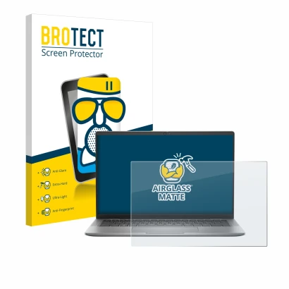 Vorderseite einer Produktverpackung mit dem Markenlogo BROTECT. Daneben ist das Gerät Dell Latitude 7440 Laptop mit dem zugehö