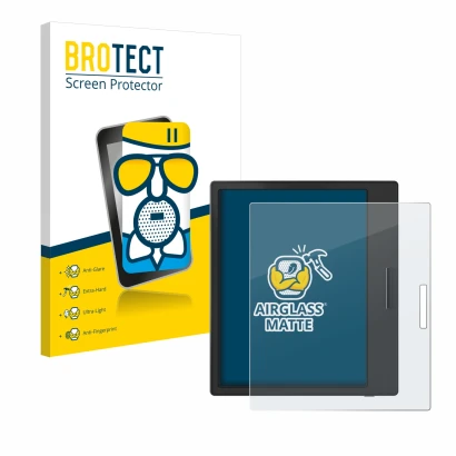 Vorderseite einer Produktverpackung mit dem Markenlogo BROTECT. Daneben ist das Gerät Boox Page mit dem zugehörigen Displaysch