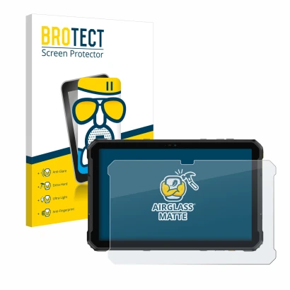 Vorderseite einer Produktverpackung mit dem Markenlogo BROTECT. Daneben ist das Gerät Ulefone Armor Pad 2 mit dem zugehörigen 