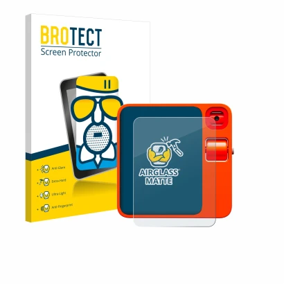 Vorderseite einer Produktverpackung mit dem Markenlogo BROTECT. Daneben ist das Gerät rabbit r1 mit dem zugehörigen Displaysch