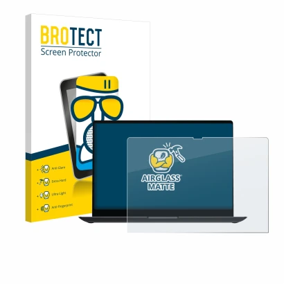 Vorderseite einer Produktverpackung mit dem Markenlogo BROTECT. Daneben ist das Gerät Samsung Galaxy Book4 Ultra 16