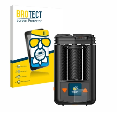 Vorderseite einer Produktverpackung mit dem Markenlogo BROTECT. Daneben ist das Gerät Storz & Bickel Mighty + mit dem zugehöri