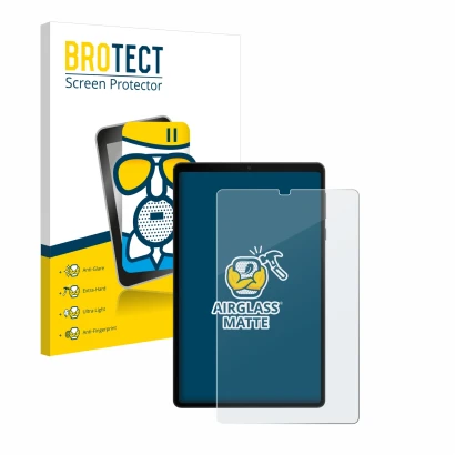 Vorderseite einer Produktverpackung mit dem Markenlogo BROTECT. Daneben ist das Gerät Lenovo Legion Tab mit dem zugehörigen Di