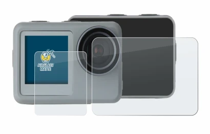 Abbildung des Geräts Rollei Actioncam 9s Plus mit einer Vielzahl des Displayschutzes.