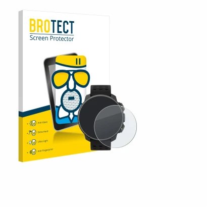 Vorderseite einer Produktverpackung mit dem Markenlogo BROTECT. Daneben ist das Gerät Suunto Vertical Solar mit dem zugehörige