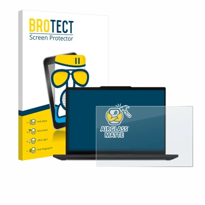 Vorderseite einer Produktverpackung mit dem Markenlogo BROTECT. Daneben ist das Gerät Lenovo ThinkPad P14s Gen 5 14" mit dem z