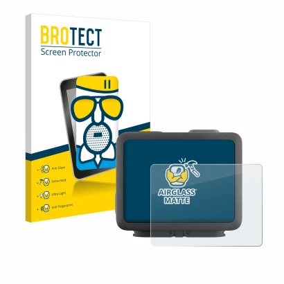 Vorderseite einer Produktverpackung mit dem Markenlogo BROTECT. Daneben ist das Gerät GoPro Hero 4k mit dem zugehörigen Displa