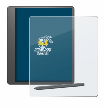 Abbildung des Geräts Amazon Kindle Scribe 2024 mit einer Vielzahl des Displayschutzes.