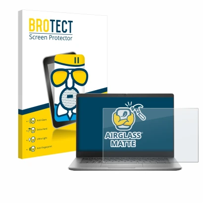 Vorderseite einer Produktverpackung mit dem Markenlogo BROTECT. Daneben ist das Gerät Dell Latitude 3340 Laptop 13.3" mit dem