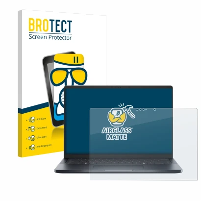 Vorderseite einer Produktverpackung mit dem Markenlogo BROTECT. Daneben ist das Gerät Dell Pro 14 Premium PA14250 Touch 16:9 m