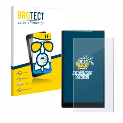 Vorderseite einer Produktverpackung mit dem Markenlogo BROTECT. Daneben ist das Gerät FiiO JM21 mit dem zugehörigen Displaysch