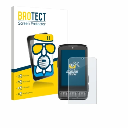 Vorderseite einer Produktverpackung mit dem Markenlogo BROTECT. Daneben ist das Gerät Wahoo Elemnt Roam 3 mit dem zugehörigen