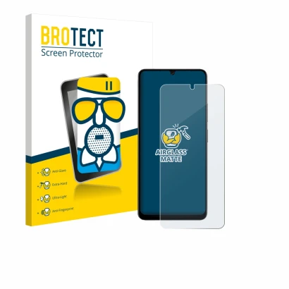 Vorderseite einer Produktverpackung mit dem Markenlogo BROTECT. Daneben ist das Gerät Doogee Note 59 Pro mit dem zugehörigen D