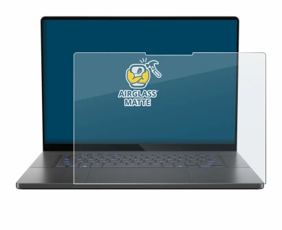 Abbildung des Geräts ASUS ROG Zephyrus G16 2025 mit einer Vielzahl des Displayschutzes.