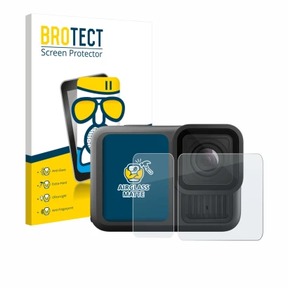 Vorderseite einer Produktverpackung mit dem Markenlogo BROTECT. Daneben ist das Gerät GoPro Hero 13 Black Ultra Wide Edition m