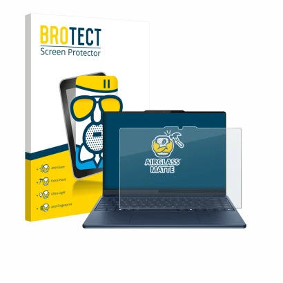 Vorderseite einer Produktverpackung mit dem Markenlogo BROTECT. Daneben ist das Gerät Lenovo Yoga Pro 9i Gen 10 Aura Edition 1