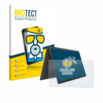 Vorderseite einer Produktverpackung mit dem Markenlogo BROTECT. Daneben ist das Gerät Lenovo IdeaPad Flex 5 14ALC05 mit dem zu