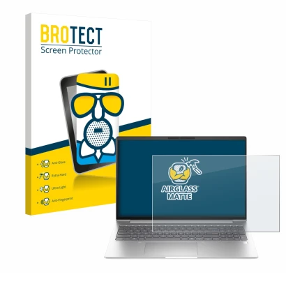 Vorderseite einer Produktverpackung mit dem Markenlogo BROTECT. Daneben ist das Gerät HP EliteBook 6 G1i 16 mit dem zugehörige