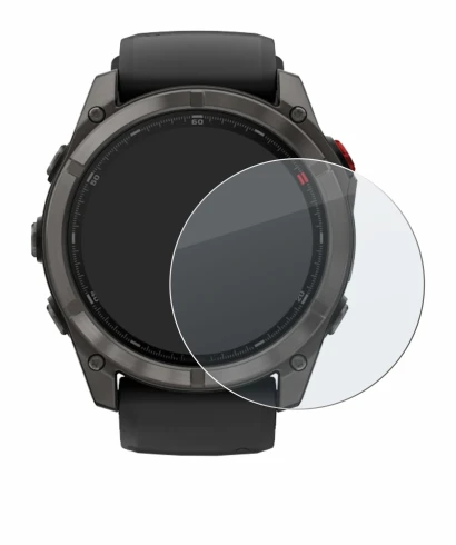 Abbildung des Geräts Garmin Fenix 8 Pro AMOLED (51 mm) mit einer Vielzahl des Displayschutzes.
