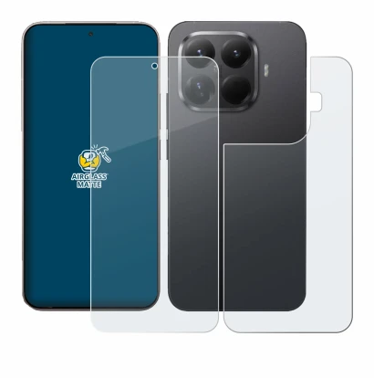 Abbildung des Geräts Xiaomi 15T Pro (Display+Rückseite) mit einer Vielzahl des Displayschutzes.