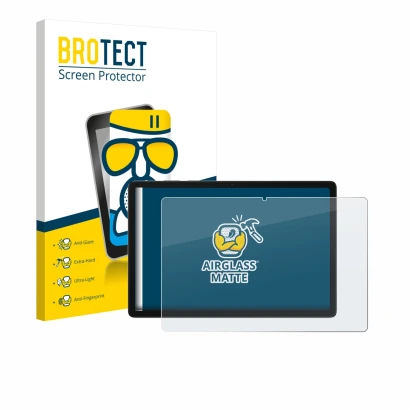 Vorderseite einer Produktverpackung mit dem Markenlogo BROTECT. Daneben ist das Gerät Samsung Galaxy Tab A11 Plus 5G 11" mit d
