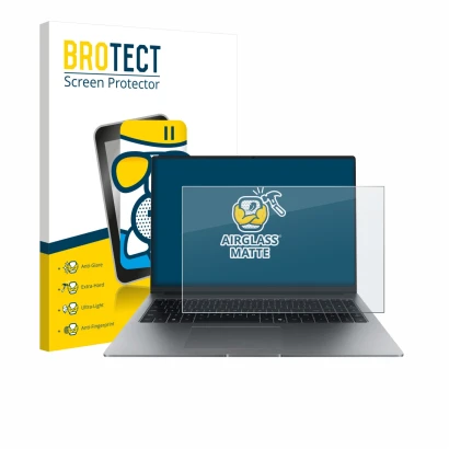 Vorderseite einer Produktverpackung mit dem Markenlogo BROTECT. Daneben ist das Gerät Honor MagicBook X16 Plus 2025 mit dem zu