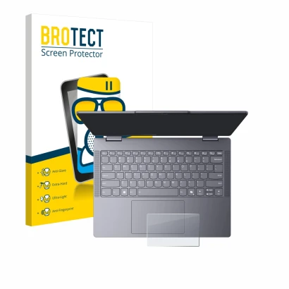 Vorderseite einer Produktverpackung mit dem Markenlogo BROTECT. Daneben ist das Gerät Lenovo IdeaPad 5 2-in-1 14" Touchpad mit