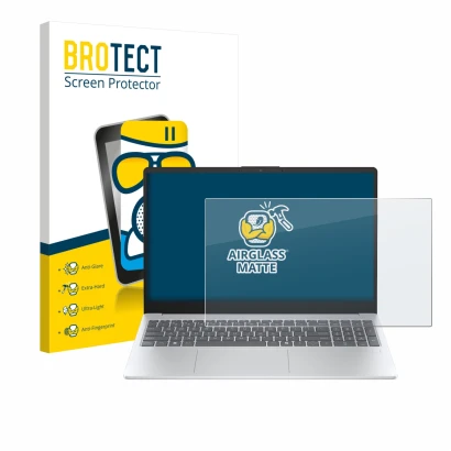 Vorderseite einer Produktverpackung mit dem Markenlogo BROTECT. Daneben ist das Gerät HP OmniBook 3 14