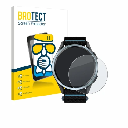 Vorderseite einer Produktverpackung mit dem Markenlogo BROTECT. Daneben ist das Gerät Garmin Approach J1 mit dem zugehörigen D