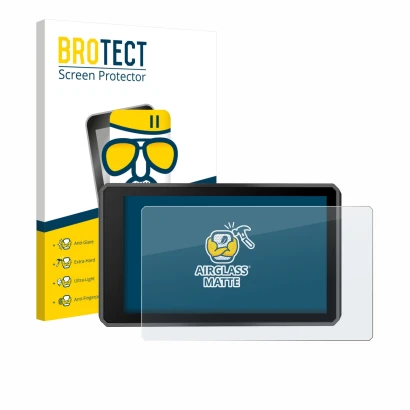 Vorderseite einer Produktverpackung mit dem Markenlogo BROTECT. Daneben ist das Gerät Garmin zumo XT3 4.7" mit dem zugehörigen