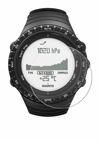 Abbildung des Geräts Suunto Core Regular Black mit einer Vielzahl des Displayschutzes.