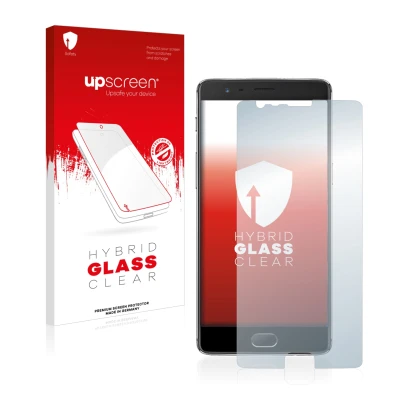 Vorderseite einer Produktverpackung mit dem Markenlogo upscreen. Daneben ist das Gerät OnePlus 3 mit dem zugehörigen Displaysc